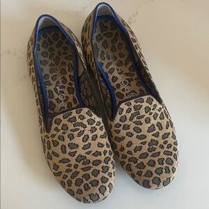 Rothy's Leopard Print Flats with Blue Trim